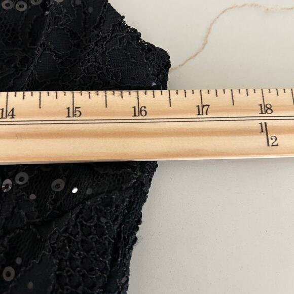 Lauren Ralph Lauren Evening Dress Gown Sequin Black SZ8 Slide Slit Drop Neck - Picture 9 of 10